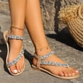 thumbnail image 6 of Ruyang Women's Flat Sandals Casual Glitter Rhinestone Sandals Open Toe Slip Heel Sandals Wedges for Women Sandals, 6 of 9