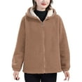 thumbnail image 2 of HUAXUN-Women's Sherpa Fleece Hooded Jacket Sweatshirt , Zip Up Winter Coat, Thicken Thermal Long Sleeve Outerwear, Casual Warm Pullover(Khaki,XXXL), 2 of 4