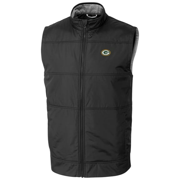Men's Cutter & Buck Black Green Bay Packers Stealth Full-Zip Vest