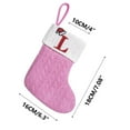 thumbnail image 4 of AuroraX Plush Pink Knitted Christmas Stocking with Initials Monogrammed Mini Christmas Stockings 7" Xmas Candy Bags for Holiday Hanging Decoration Gifts for Fireplace, 4 of 5