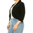 thumbnail image 2 of Moa Collection Women's Plus Size Casual 3/4 Sleeve Bolero Open Front Cardigan Jacket Blazer, Female, 2 of 6