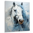 thumbnail image 2 of Designart "White Blue Horse Serenity Revealed Painting II" Animals Metal Wall Decor, 2 of 5