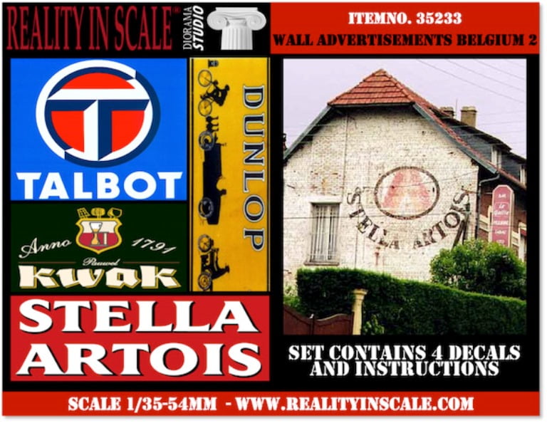 Reality In Scale 1:35 Wall Advertisement Decal 1930-50s Belgium Set 2 4pc #35233 