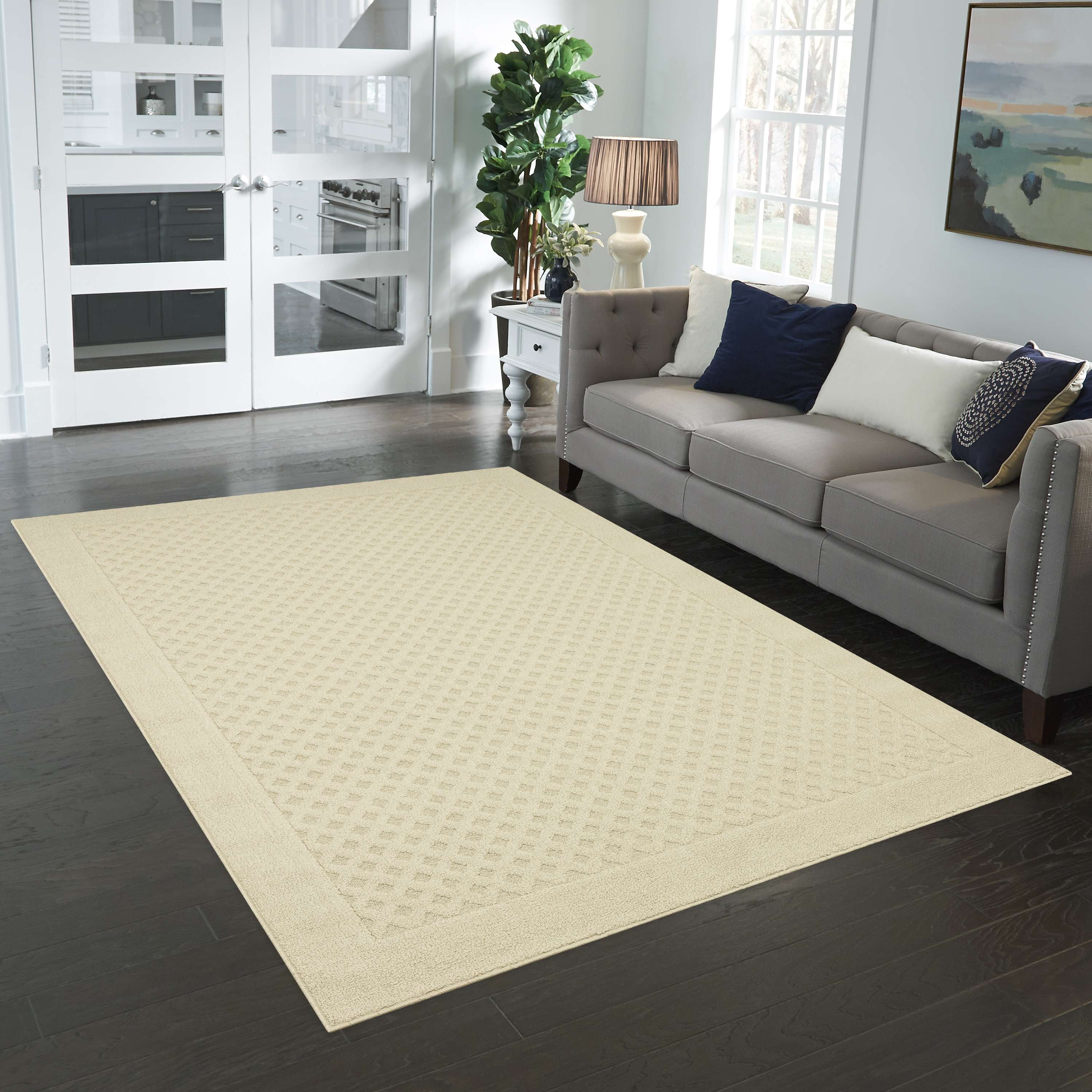 (2 pack) Mainstays Dylan Solid Diamond Traditional Beige Indoor Area Rug, 5' x 7'