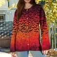 thumbnail image 6 of Domuza Womens Halloween Cardigan Sweaters Spooky Novelty Print Long Sleeve Cable Knit Sweaters Fall Winter Lightweight Casual Button Down Blouse Vermilion M, 6 of 6