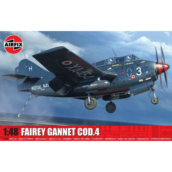 Level 4 Model Kit Fairey Gannet COD.4 Aircraft with 3 Scheme Options 1/48 Plastic Model Kit by Airfix