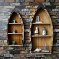 thumbnail image 4 of 2set Wooden Boat Decor Hanging Wood Boat Decoration for Wall, Rustic Nautical Standing Boat Shelf Decor Beach Theme Display Boat with Shelves for Bathroom Bedroom Lake House Decoration (with 3 Tiers), 4 of 9