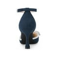 thumbnail image 4 of BLISSFUL STEP Women's Rhiness Bow Ankle Strap Stiletto Heel Pumps Navy Blue 10, 4 of 5