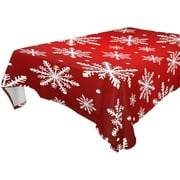SKYSONIC Christmas Snowflake Tablecloth Waterproof Washable Polyester Square Table Cover Durable Tablecloth for Kitchen Dining Table Party Decor (54 X 72 Inch)