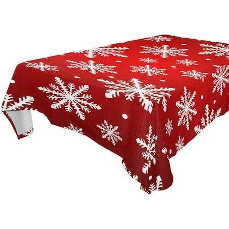 

SKYSONIC Christmas Snowflake Tablecloth Waterproof Washable Polyester Square Table Cover Durable Tablecloth for Kitchen Dining Table Party Decor (54 X 72 Inch)