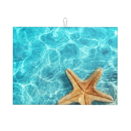 

Adobk Starfish And Seashell On The Beach 1 Print Microfiber Dish Drying Mat Baby Bottle Drying Mat Kitchen Counter Dish Mat Super Absorbent