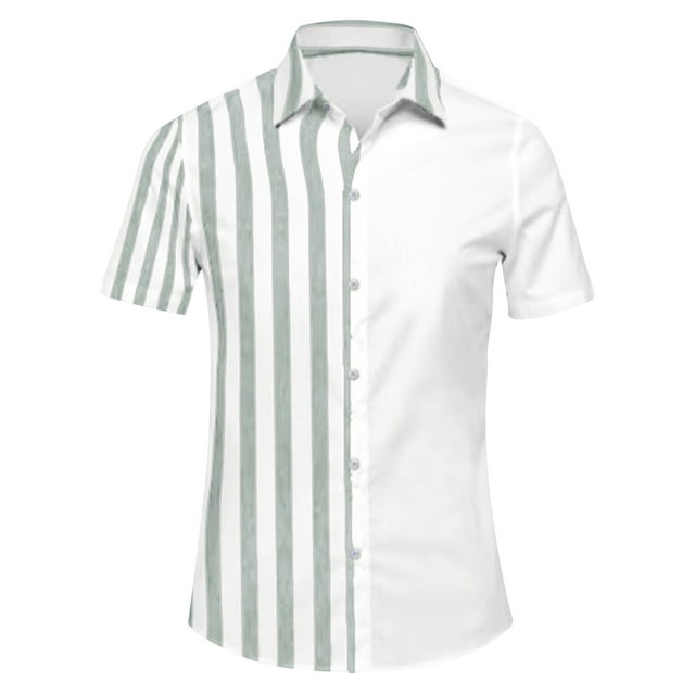 pstuiky Camisa de manga corta para hombre, Camisa casual de color liso para hombre con botones y cuello vuelto, manga corta camisas casuales para hombre l
