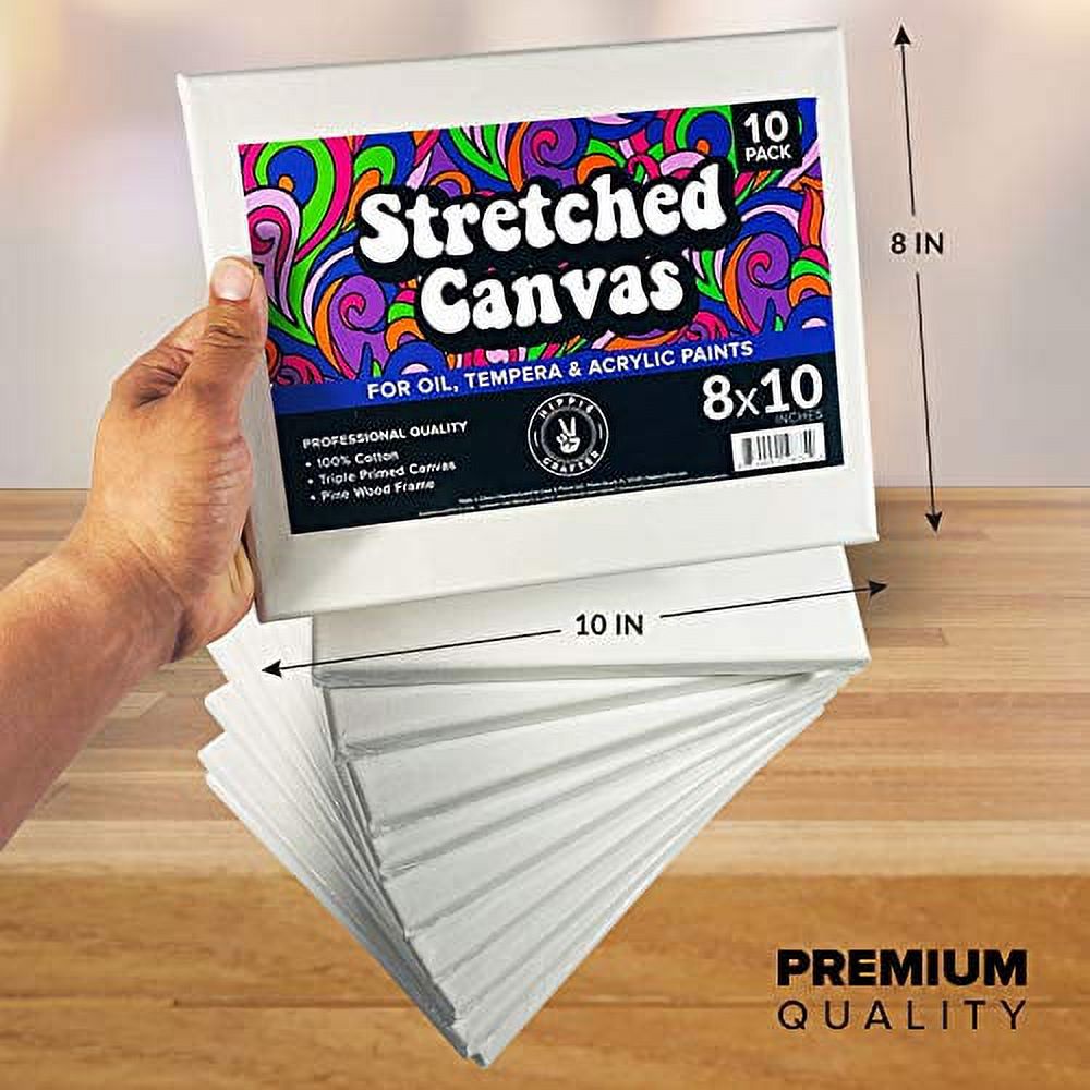10 Pack Stretched Canvases for Painting 8x10 Blank Paint Canvases for Painting Supplies Painting Canvas Acrylic Paint, Oil Art Small Canvases for