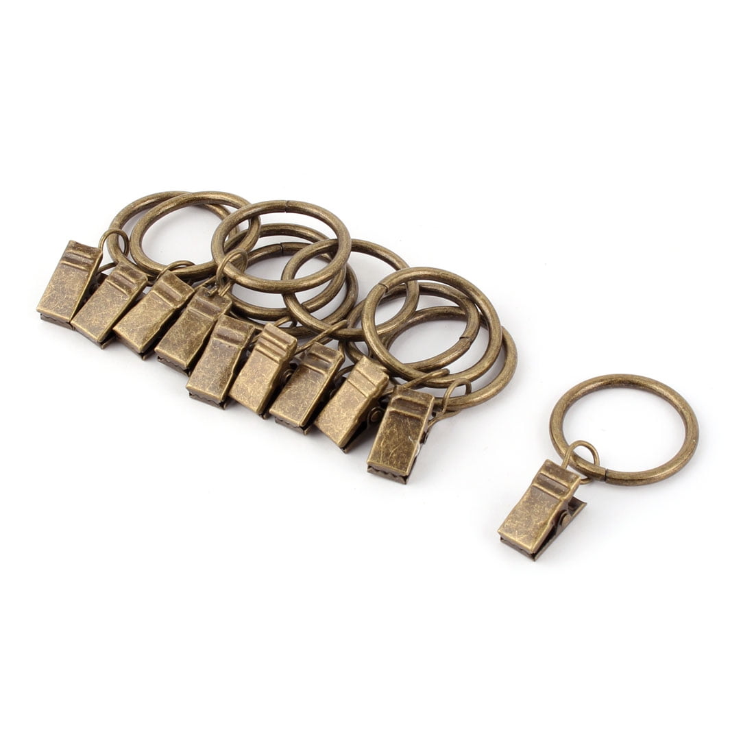 Window Drapery Wire Rod Hook Curtain Clip Rings Bronze Tone