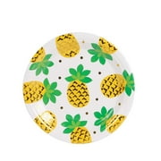Golden Pineapple Fiesta Plates - 20 Pack of 7 Inch Decorative Floral Dessert Plates for Vibrant Parties, Celebrations, and Gatherings. Perfect for Fun and Festive Occasions!