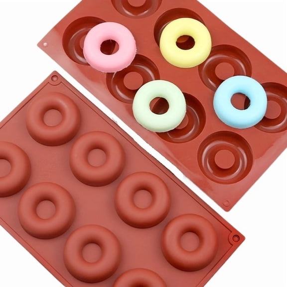 8-Cavity Silicone Donut Mold Nonstick Baking Pan for Muffins & Chocolate