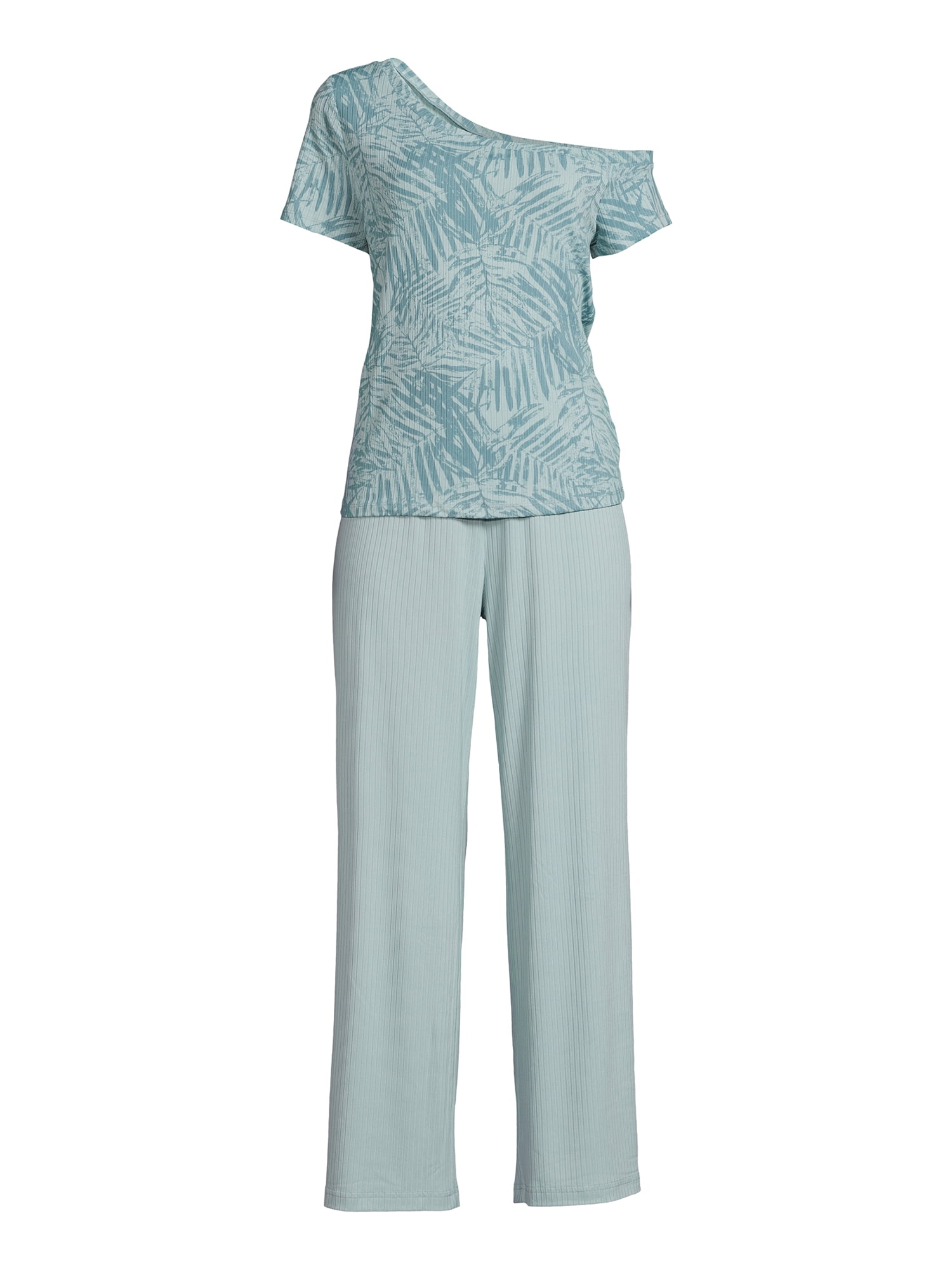 Secret Treasures Women's Off The Shoulder Tee and Pants Lounge Set, 2-Piece