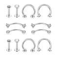 thumbnail image 2 of 12 Unids / Set Stainlee Steel Nose Eyebrow Lip Studs Pendientes para Street Casual Ocasión Especial Aniversario de Acción de Gracias Sunnimix Joyas perforantes, 2 of 8