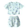 thumbnail image 4 of Valentine's Day Matching Pajamas for Couples Fall Fashion Must Have Women Pajama Sets Crew Neck Women's Sleepwear Short Sleeve Womens Pjs Sets Blue, 4 of 8
