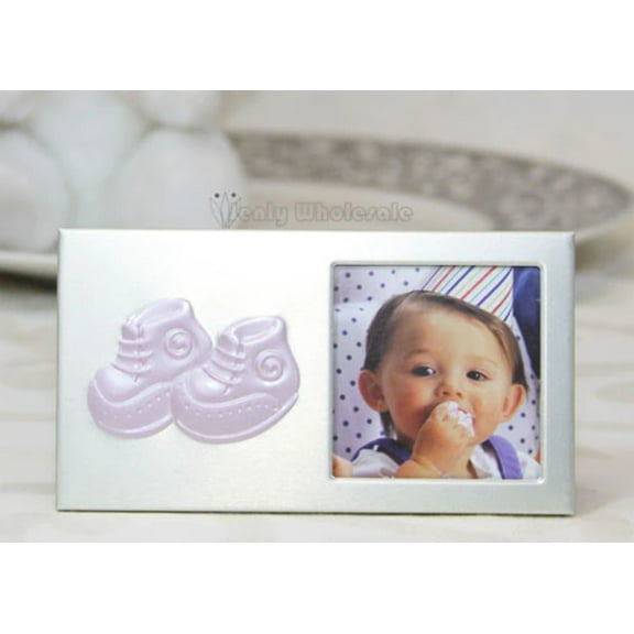 Baby Shoe Plated Picture Frame Pink (12 Pieces)
