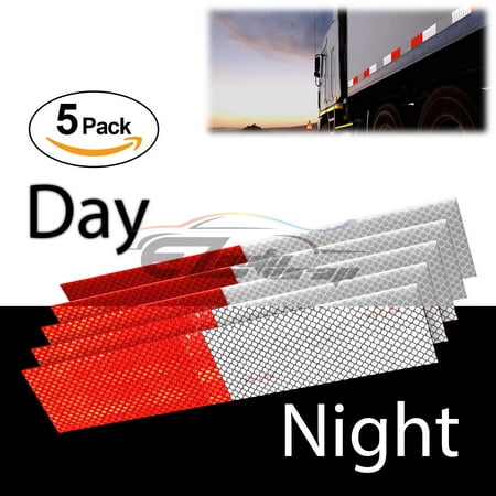 DOT-C2 Conspicuity Reflective Tape Red White 1 Foot Safety Warning Trailer RV 5 Strips 5