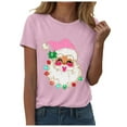 thumbnail image 5 of larppty Christmas Shirts Women Santa T-Shirts Xmas Graphic Tee Holiday Tops (Pink, S), 5 of 6