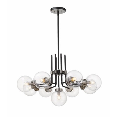 9 Light Chandelier in Retro Style 32 inches Wide By 97.75 inches High-Matte Black/Brushed Nickel Finish Bailey Street Home 372-Bel-4186006