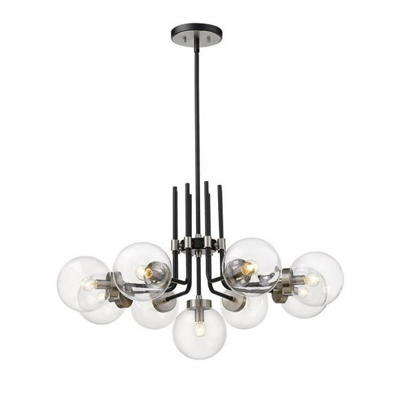 9 Light Chandelier in Retro Style 32 inches Wide By 97.75 inches High-Matte Black/Brushed Nickel Finish Bailey Street Home 372-Bel-4186006