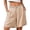 Khaki, variant on Women's Summer Beach Shorts 7 Inch Inseam Wide Leg Shorts Plus Size Cotton Linen Shorts Boho Embroidery Short Pants Loose Elastic Waist Lounge Shorts with Pockets