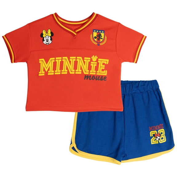 Disney Minnie Mouse Little Girls' Soccer Jersey T-Shirt and Shorts Set Red Blue
