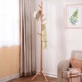 thumbnail image 2 of Labymos Rubberwood Wooden Floor Standing Clothes Hat Hall Tree Free Standing Hallstand Hatstand Hat Rack, 2 of 8