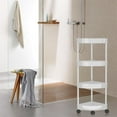 thumbnail image 4 of CQCYD under $5 Bathroom Storage Cart, 4-Tier Slim Storage Cart, Space-Saving Mobile Shelving Unit for Bathroom, Kitchen, Office, and Narrow Spaces, Stackable Utility Organizer with Wheels, 4 of 6