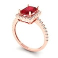 thumbnail image 2 of 1.86ct Emerald Cut Red Ruby 18k Pink Rose Gold Engraving Statement Bridal Wedding Halo Designer Ring Size 7, 2 of 5