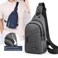 thumbnail image 2 of Bolso de pecho para hombre Bolso de hombre Resistente al desgaste Impermeable Tela Oxford Estilo de negocios Soporte para auriculares informal Bolso de pecho estilo coreano, 2 of 6