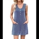thumbnail image 2 of Mono Informal de Verano para Mujer, Sin Mangas, con Rayas Contrastantes y Bolsillos Azul Marino M, 2 of 10