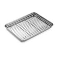 thumbnail image 1 of Baking Sheet with Rack Set(1 Sheet + 1 Rack), Stainless Steel Cookie Sheet Baking Pans with Cooling Rack, Non Toxic & Healthy, Heavy Duty, Mirror Finish & Easy Clean, Dishwasher Safe (9-inch), 1 of 8