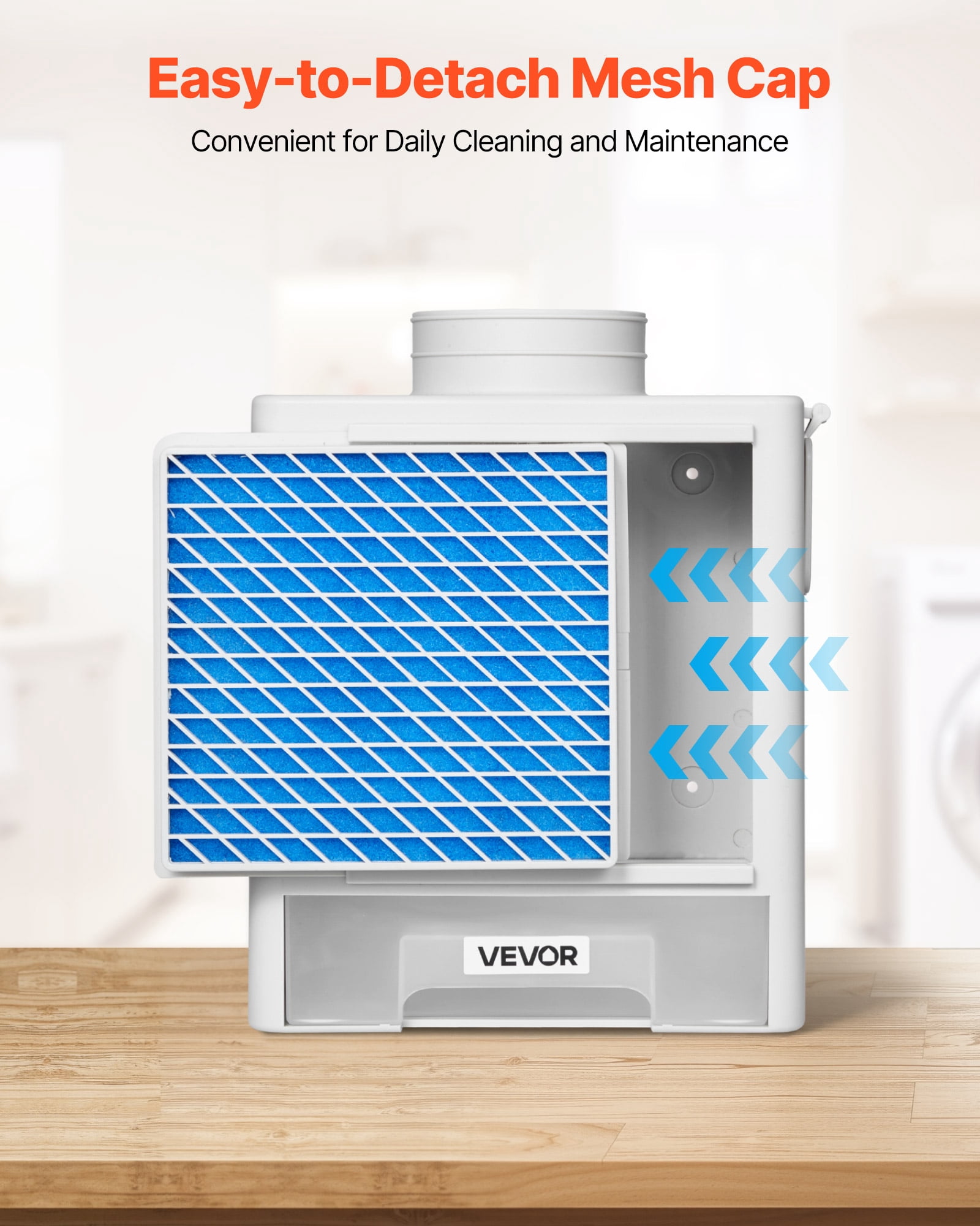 VEVOR 3-in-1 Indoor Dryer Vent Kit,Premium ABS Material with Water Drawer Fits 4 inch Exhaust Port, Smart Overheating Reminder Exhaust Hood & with 4 Purification Pads,For Electric Clothes Dryers