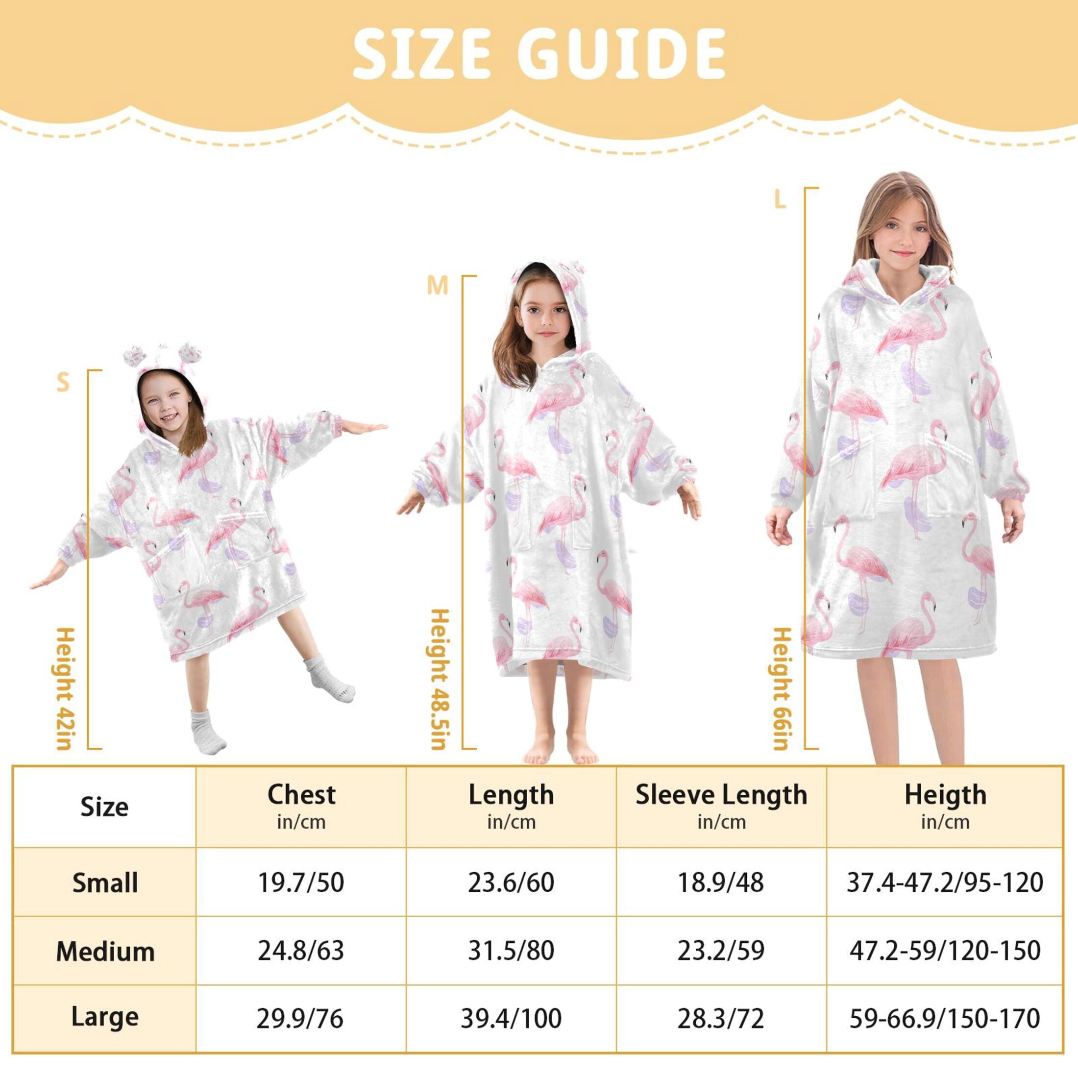 joogoo Wearable Blanket Hoodie for Flamingos Watercolor Oversized Sherpa Hooded 3-14 YR M