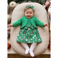 thumbnail image 4 of RUINIXCW Toddler Baby Girl Christmas Dress and Cardigan Set Xmas Outfit Infant Baby Girls Fall Winter Sleeveless Tank Dress Long Sleeve Cardigan Headband, 4 of 9
