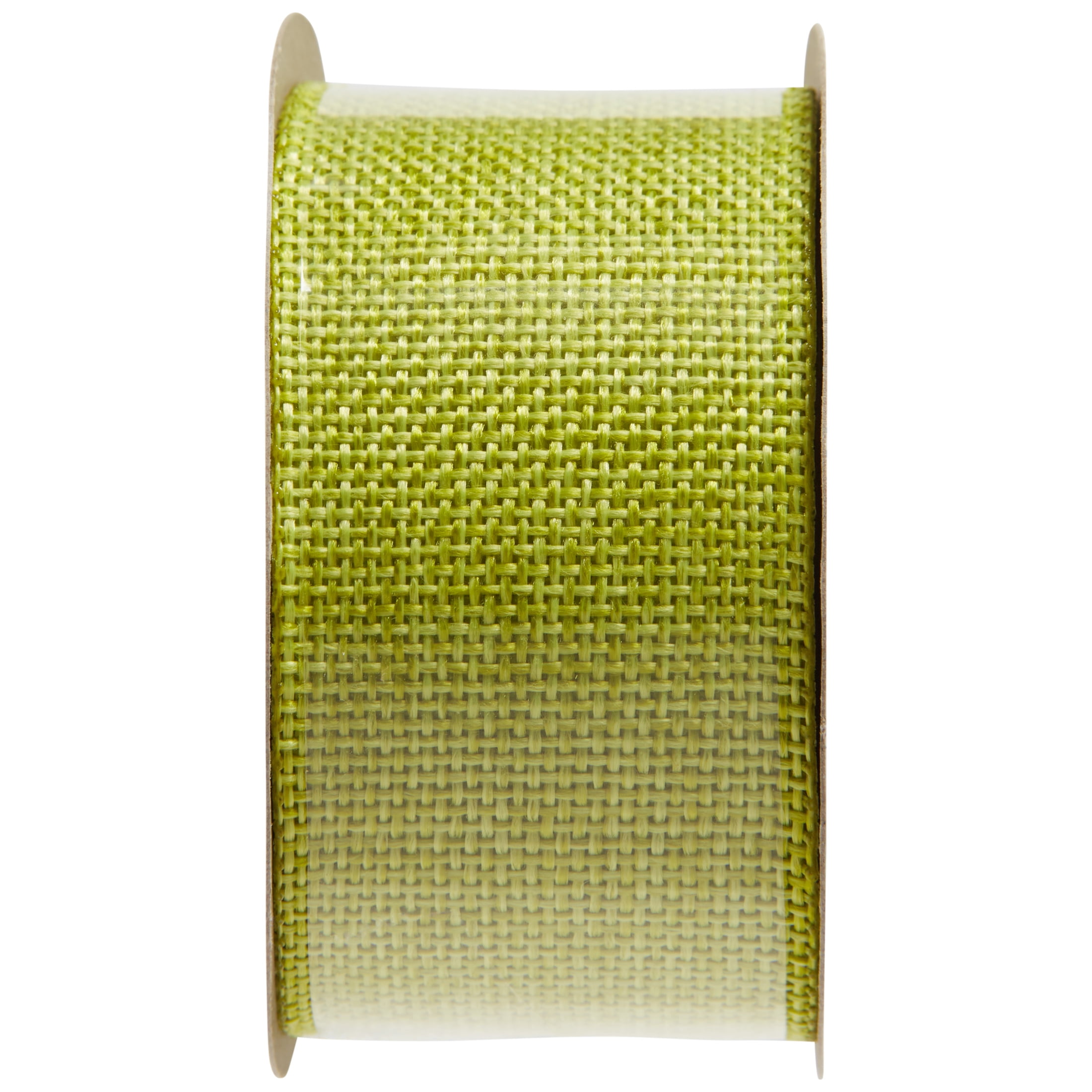 Offray Ribbon, Lemongrass Green 1 1/2 inch Woven Burlap Woven Ribbon, 9 feet