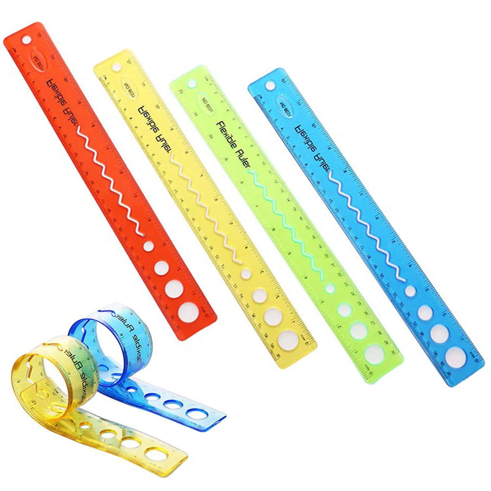 TXYRDXK 1 Pack Clear Plastic 12 Inch Straight Flexible Ruler With Inches and Metric, Shatterproof Bendable Unbreakable Safe Soft Transparent Ruler for Home, Office (Red)