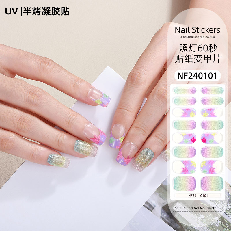 Gel nail stickers UV second generation semi-baked semi-cured nail stickers-NF240101