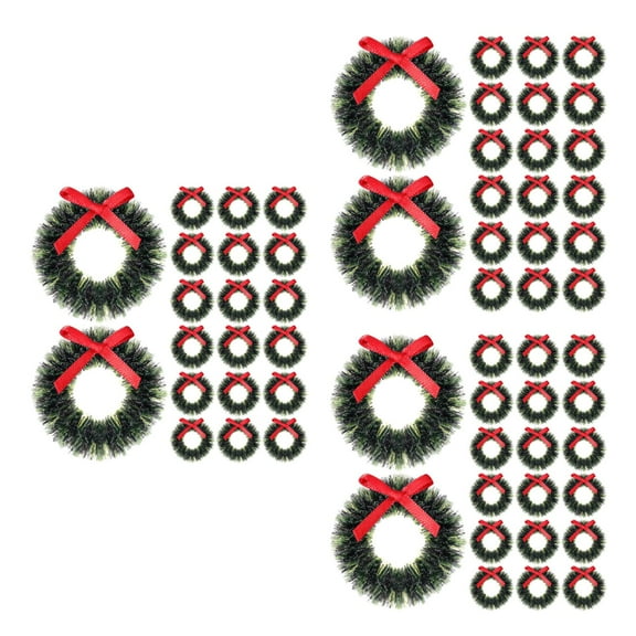 WORGEOUS 60 pcs  Christmas Garland Mini Wreath Christmas Wreaths Hanging Wreath for Decor