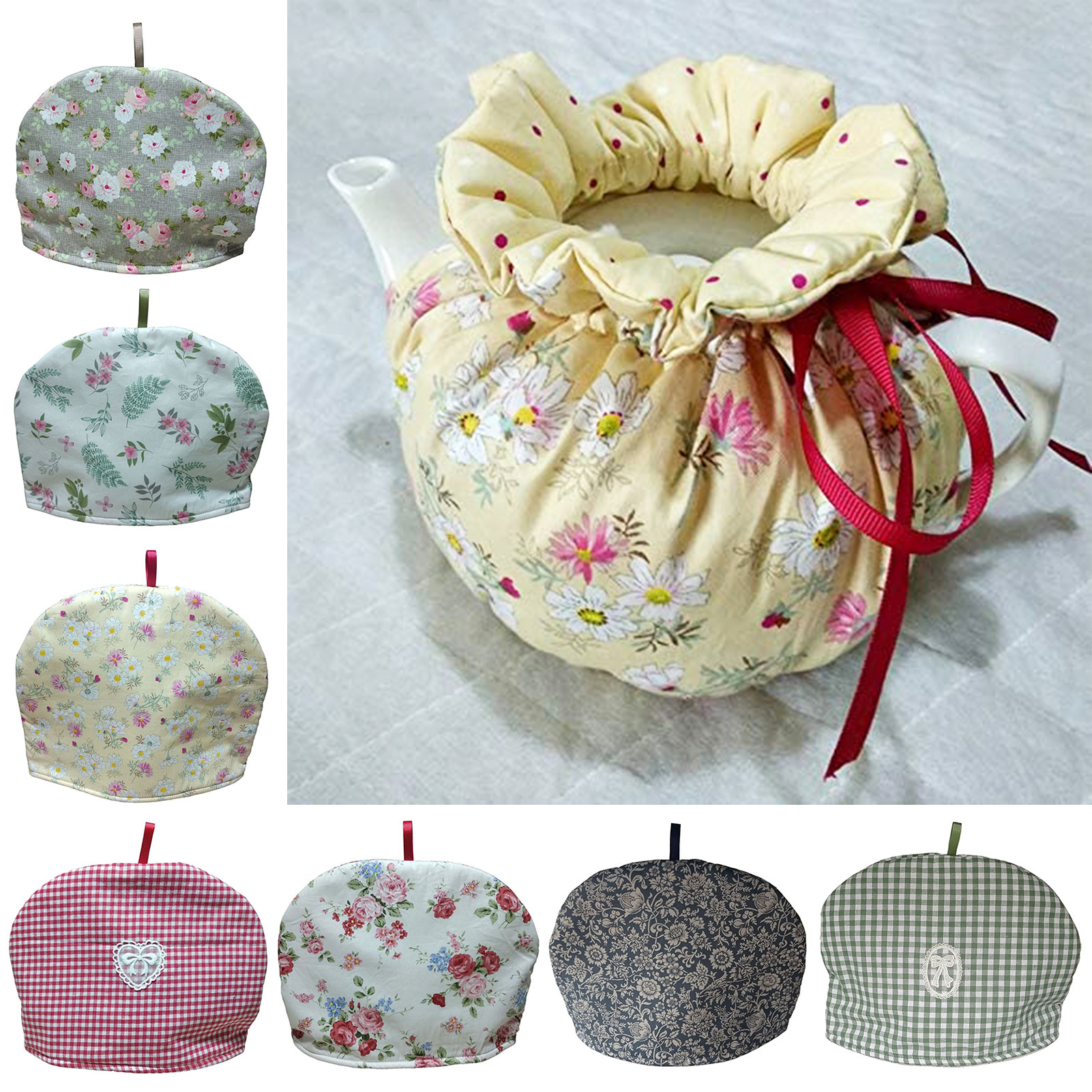 UDIYO 2PCS Tea Cosy, Cotton Vintage Printed Tea Cozy for Tea Pot Dust Cover Insulated Kettle Cover Breakfast Warmer for Home Kitchen Decor - image 1 of 7