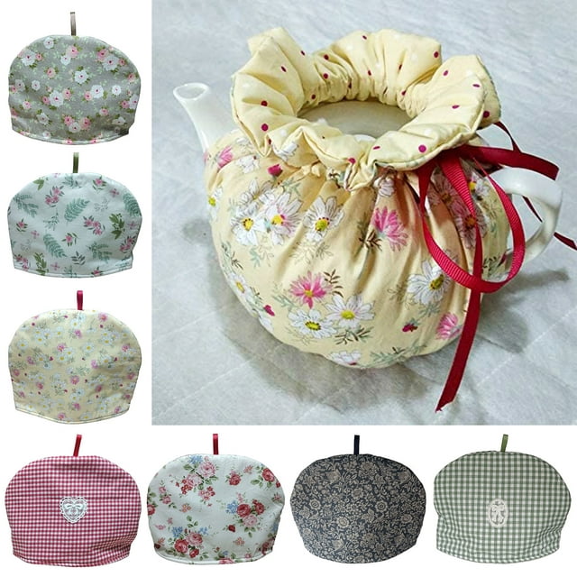 UDIYO 2PCS Tea Cosy, Cotton Vintage Printed Tea Cozy for Tea Pot Dust Cover Insulated Kettle Cover Breakfast Warmer for Home Kitchen Decor