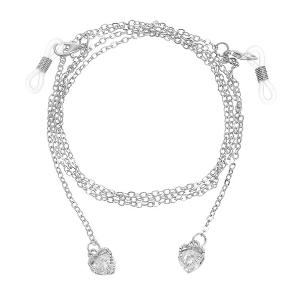 Uxcell Beaded Glasses Chain, Heart Eyeglass Chain Eyewear Retainer Eyeglasses Strap Holder Around Neck Sunglasses Chains for Women Girls, Silver