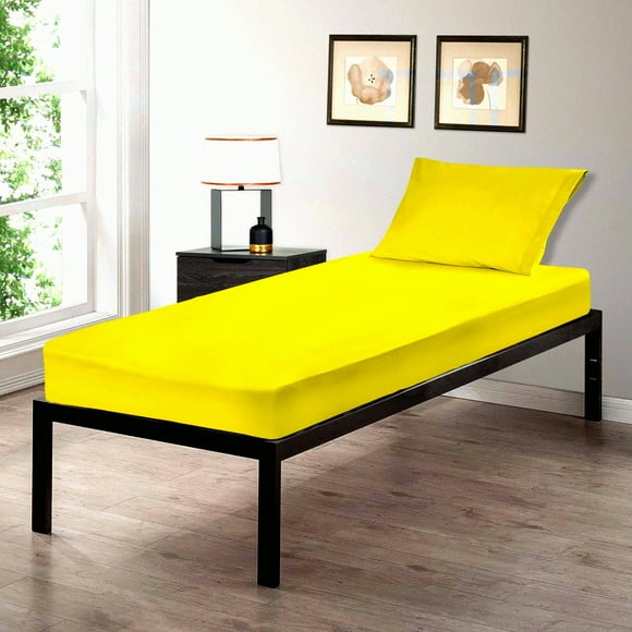 UltraSoft Cotton Camp Bunk Bed Sheet Set - Yellow - 30x75 - 2 Piece - RV/Guest Bed - Cozy Sleep - Breathable Fabric - All Season - Easy Care