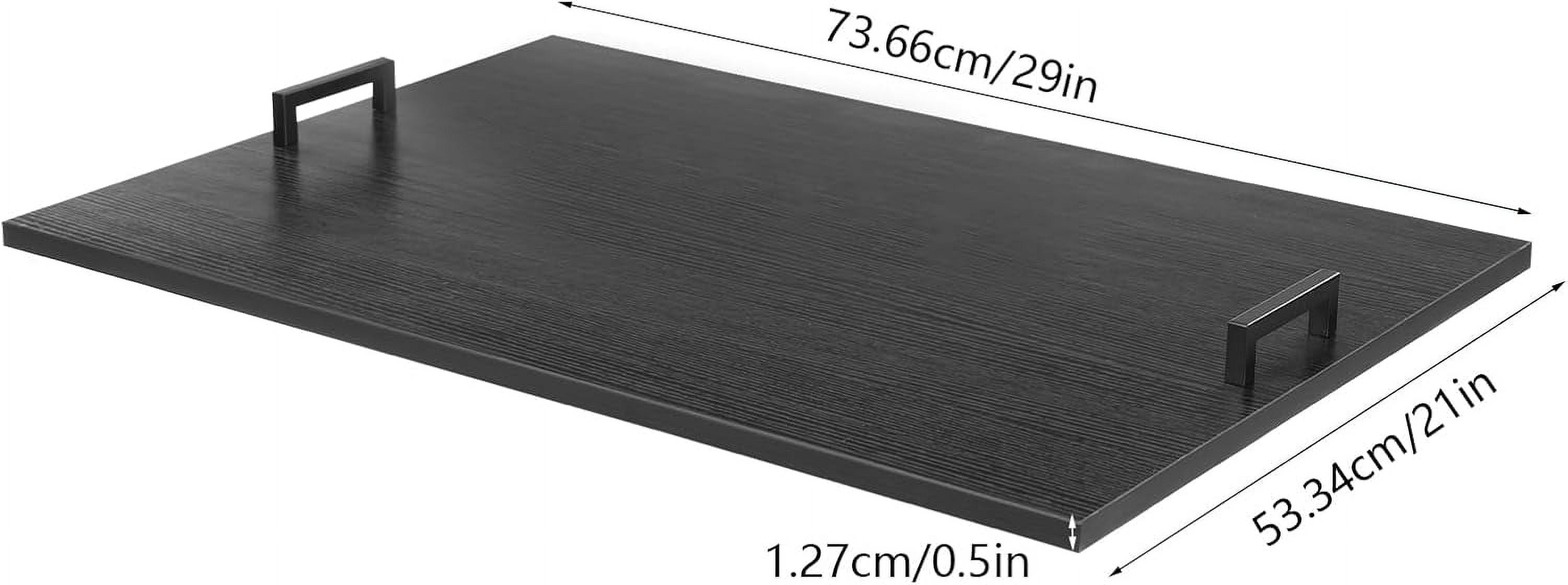 Stove Top Cover for Gas Burner Wood Stovetop Cover with Handles Noodle Board Stove Cover Wooden Cutting Board for Kitchen, 29 * 21 Inch (Black)