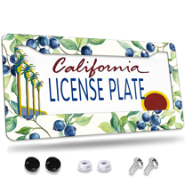 1 Pcs Blueberries License Plate Frame, License Plate Cover for Car Decorative Parts, Aluminum License Plate Bracket Holder Rust-Proof Weather-Proof for US Standard Car