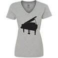 thumbnail image 3 of Inktastic Piano Silhouette Women's V-Neck T-Shirt, 3 of 5